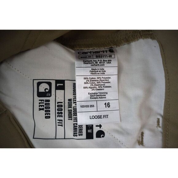 Carhartt BS3111-W Women's Sz 16 Beige Rugged Flex Loose Fit Canvas Work Shorts - Picture 9 of 9